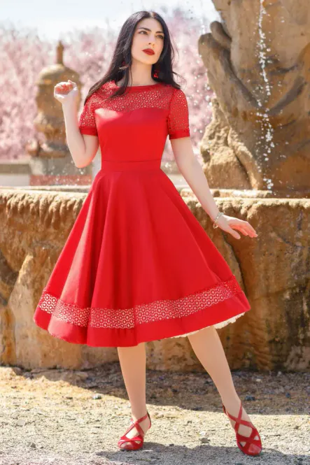 Hovedbilde Dolly & Dotty - Tessa Lace Embroidered Swingkjole - Rød