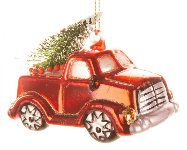 Juletrepynt - Rød Pickup med Juletre