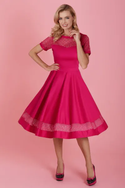 Dolly & Dotty - Tessa Lace Embroidered Swingkjole - Pink