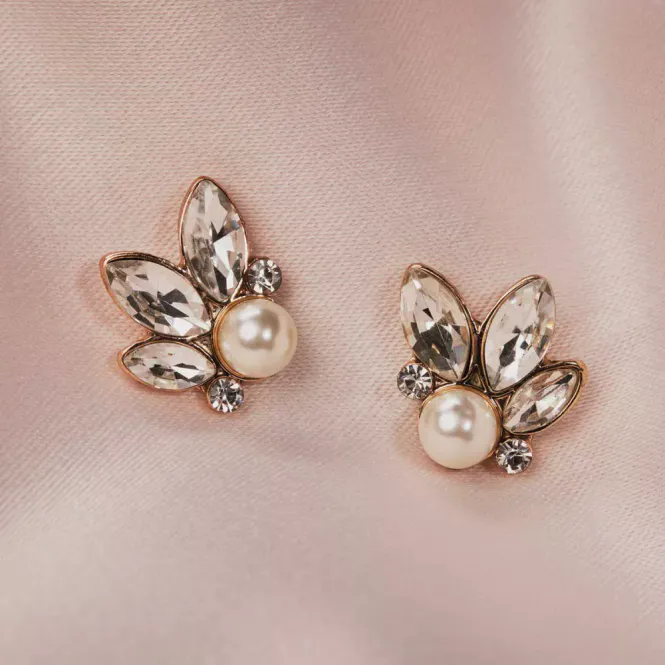 Hovedbilde Øredobber - Leaf and Pearl - Creme