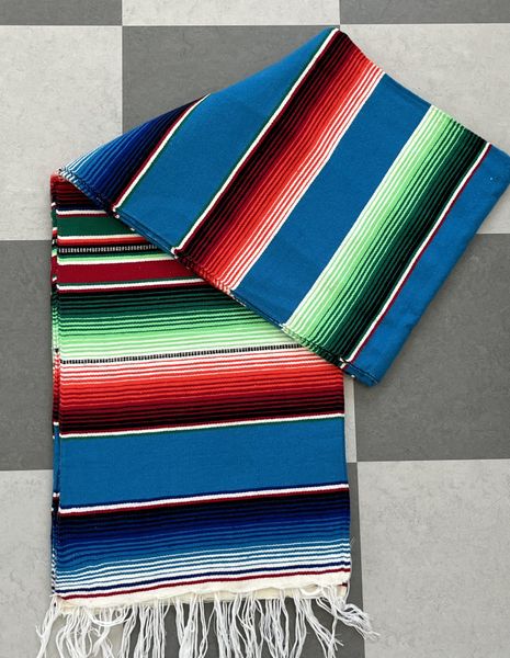 Mexicoteppe La Montana Teal/Grønn/Rød (Nr 3)