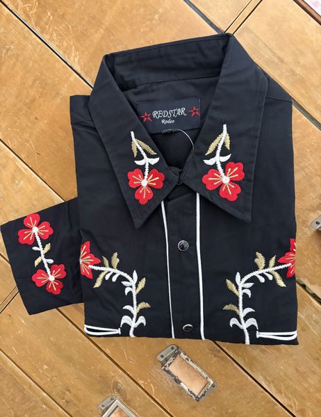 Redstar Western Skjorte - Røde Blomster
