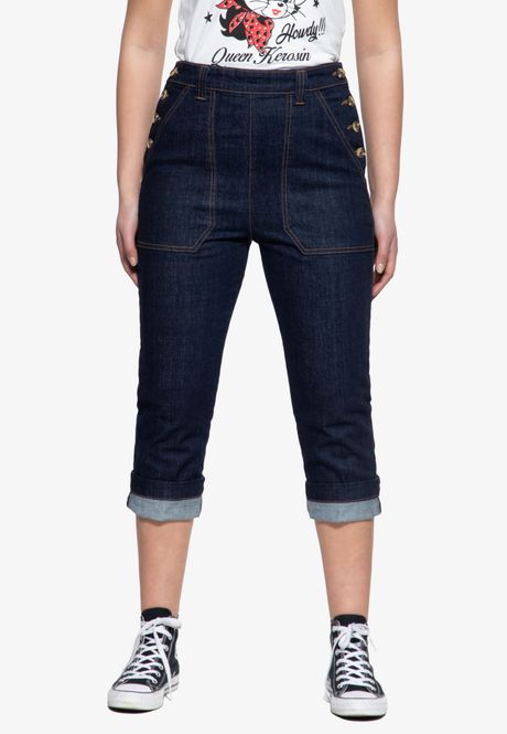 Main Image Queen Kerosin - High Waist Capri Jeans
