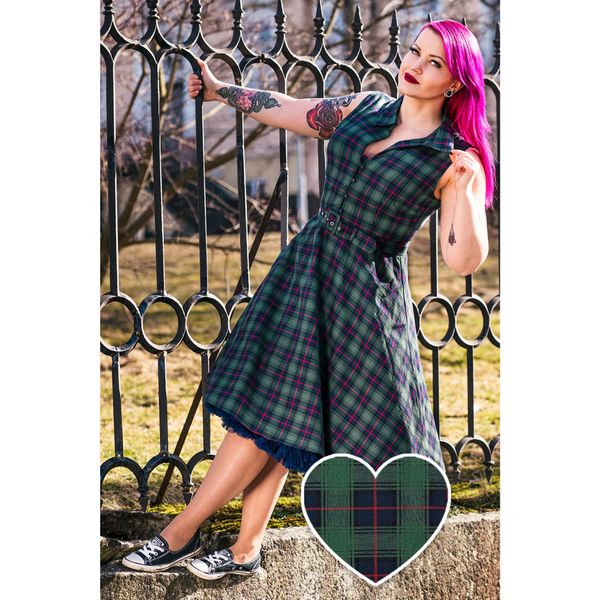 Dolly & Dotty - Poppy Retro Swingkjole Grønn Rutet